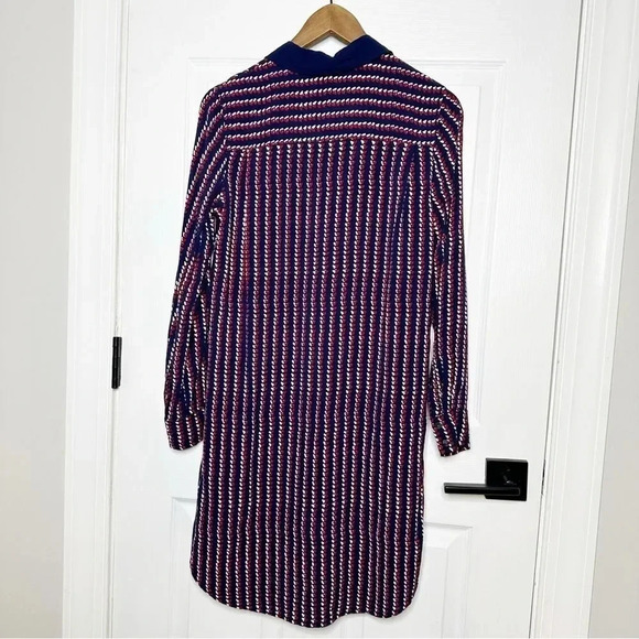 DRAPER JAMES Long Sleeve Shirt Dress Navy Red Heart Print Size 6 Preppy - Picture 7 of 7